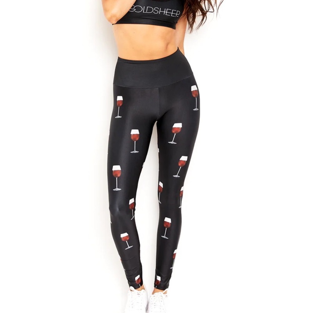Gold sheep red wine leggings